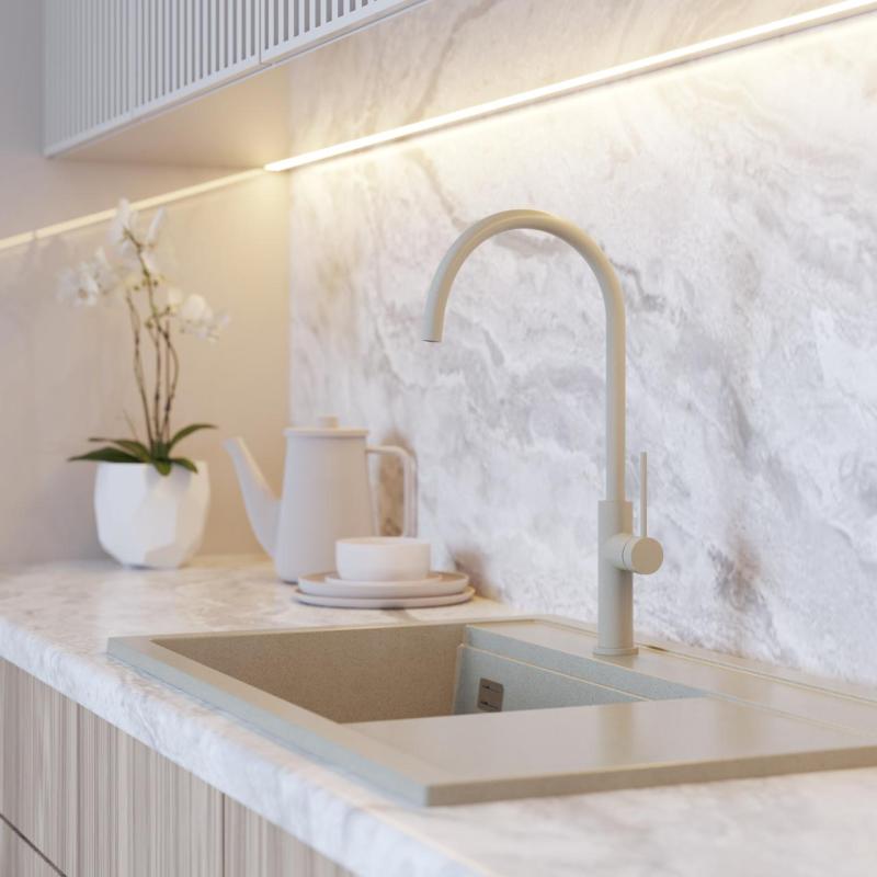 Graniteland Vira Slim Torneira de cozinha bege com bico giratório 1208972622