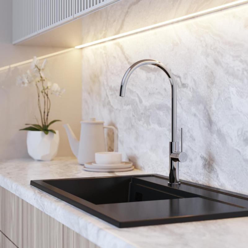 Graniteland Vira Slim Torneira de cozinha cromada com bico giratório 1208972625