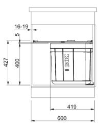Franke Sorter Solo 60 sistema de lixo giratório na porta com balde de lixo de 40 litros e filtro de carvão 1210307572