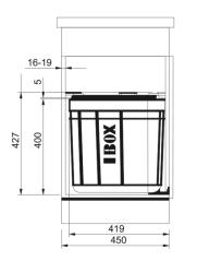 Sistema de coleta de resíduos Franke Sorter Solo 45 giratório para porta, 40 litros com filtro de carbono 1210307565